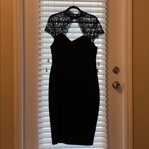 Laced top turtle neck fitted dress